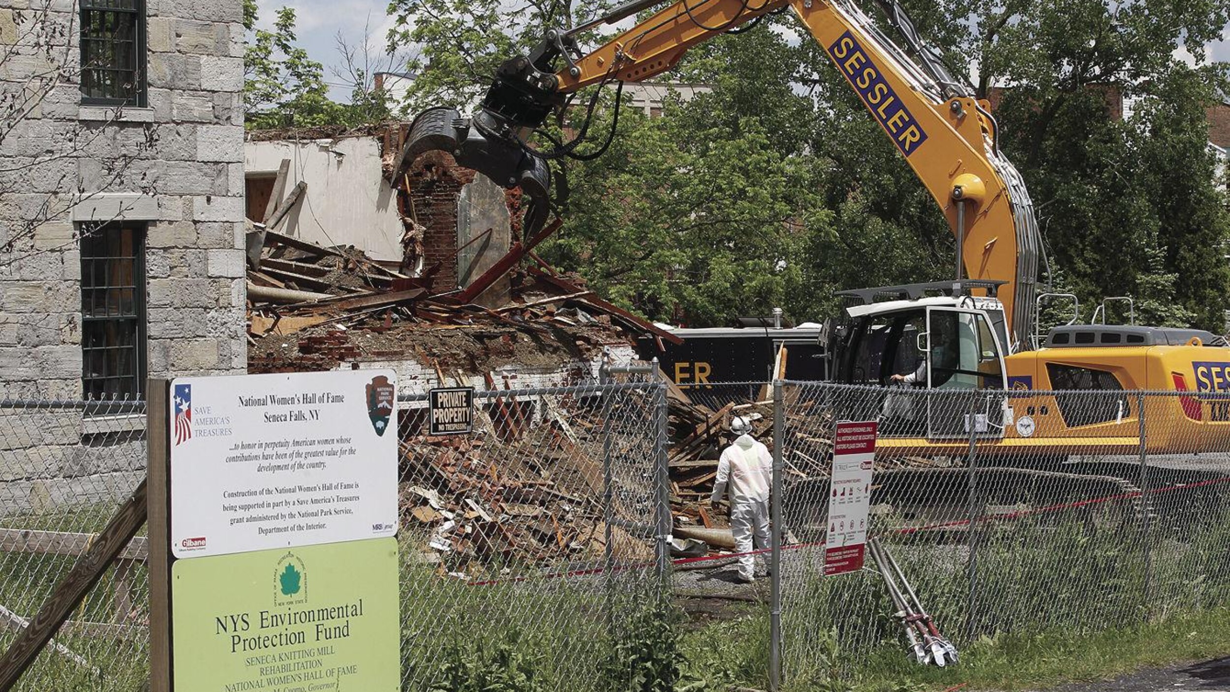 Memories, Emotions Surface as Demolition of Seneca Knitting Mill Office Building Begins