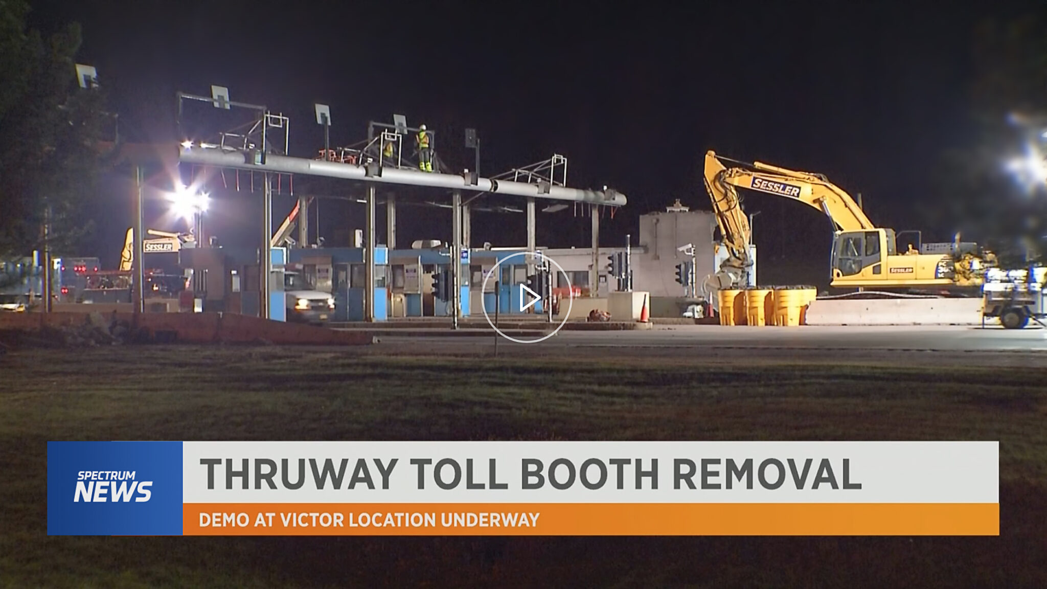 Demolition of Thruway Toll Booths Begins in Victor Sessler Wrecking